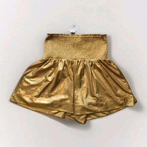 NWT Blue B Gold Metallic Shorts High Rise Smocked Waist Flowy Womens M